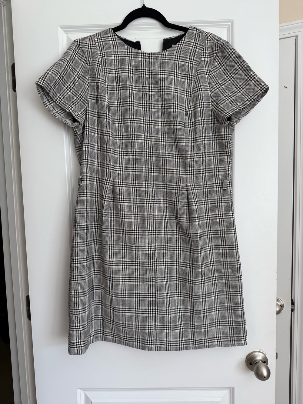 H&M Gray and Black Plaid Midi Dress